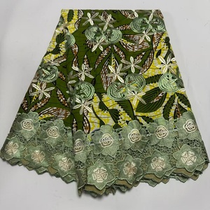 Wax African Cotton Fabric With <strong>Embroidery</strong> Laces African With <strong>Embroidery</strong> Lace <strong>Material</strong> Sewing French Lace Fabric for Dress - Product Image 1