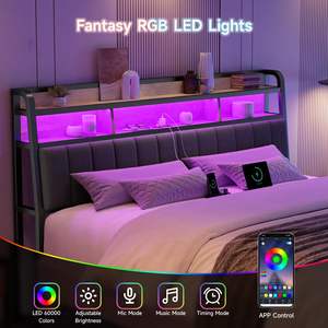 Tête <span class=keywords><strong>de</strong></span> <span class=keywords><strong>lit</strong></span> ergonomique pour <span class=keywords><strong>lit</strong></span> king size avec rangement à 2 niveaux, têtes <span class=keywords><strong>de</strong></span> <span class=keywords><strong>lit</strong></span> rembourrées avec prises, hauteur réglable, robuste et stable - Product Image 5