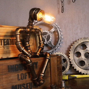 Prix bas garçon cadeau conduite d'eau industriel créatif led cool lampe de table robotique steampunk interrupteur de lumière - Product Image 4