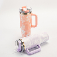 2023 Sublimation arc-en-ciel Double paroi en acier inoxydable isolé 40Oz tasse à café tasse gobelet avec poignée et paille avec Design