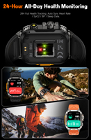 KR100 Herren Outdoor Smartwatch 1200mAh Akku 2,01 Zoll HD-Bildschirm BT-Anruf LED-Taschenlampe 1ATM Wasserdicht 107 Sportmodi OEM
