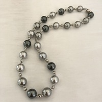Collier Clavicule Vintage Français en Argent 925 avec Pendentif Moissanite Ciel Étoilé à 4 Griffes, Chaîne Câble et Perles Mixtes Découpées au Laser