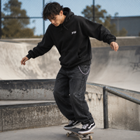 Sweat à capuche noir personnalisé avec logo brodé, en molleton de coton épais, coupe oversize, pour hommes et femmes, streetwear, OEM, nouveauté