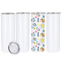 Mug de voyage isotherme en acier inoxydable à double paroi pour sublimation, 20 oz, avec paille, modèle mince et droit, stock entrepôt USA