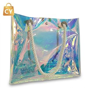 Sac Holographique Arc-en-ciel Imperméable en PVC avec Poignée en Corde pour Plage, Déjeuner, Concerts, Mariages, Anniversaires, Stades - Product Image 2