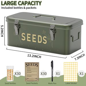 Metal Seed Storage Organizer Kit 30 Bottles 4-Compartment Locking Box <strong>Bohemian</strong> Design Durable 20-35L Capacity - Product Image 6