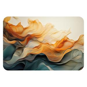 Tapis de salle de bain absorbant et antidérapant, motif ondulé rectangulaire, design minimaliste, pour l'entrée des toilettes, tapis de sol - Product Image 3