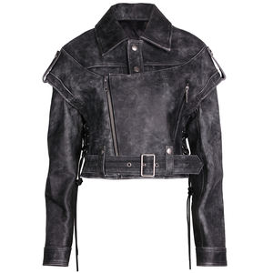 2023 autunno maniche staccabili oversize Moto <span class=keywords><strong>Biker</strong></span> giacca corta <span class=keywords><strong>donna</strong></span> giacca Vintage <span class=keywords><strong>in</strong></span> vera <span class=keywords><strong>pelle</strong></span> da <span class=keywords><strong>donna</strong></span> - Product Image 1