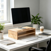 Bamboe bureau computermonitor verhoger met opbergorganizer 2 planken voor iMac printer laptop standaard