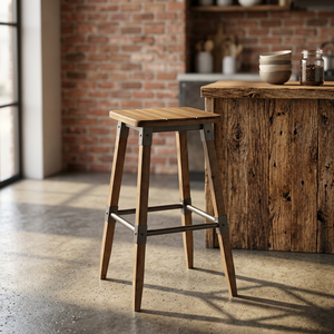 Tabouret de bar haut industriel vintage en fer et bois, finition rouillée, style ferme, pour bar à domicile, extérieur, hôtel, vente chaude, mobilier de cuisine - Product Image 3
