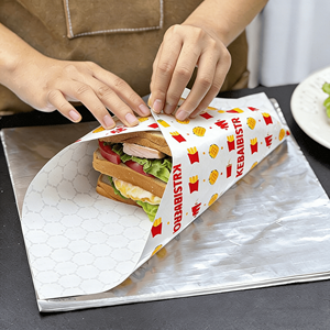 Papel de Aluminio Personalizado a Prueba de Aceite, Papel de Hornear Tipo Panal, Papel Kraft para Envolver Alimentos, Papel de Aluminio de Grado Alimenticio para Sándwiches y Hamburguesas - Product Image 3