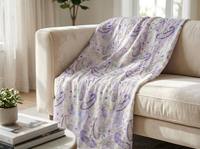 Tissu en maille 100 % polyester infroissable, broderie crochet Paisley ombré lavande, base en maille, sequins floraux, personnalisé pour vacances à la française