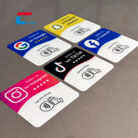 Plaque acrylique NFC programmable pour avis Google, 1 mm, étanche, carte Ntag213 avec adhésif pour le marketing des entreprises