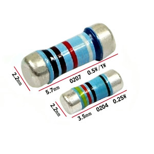 20 résistances 0204 0207 1R/2.2R/4.7R/10R/20R/22R/30R/33R/47R/100R/1K/10K/22K-910K, résistances wafer à puce avec code couleur - Product Image 1