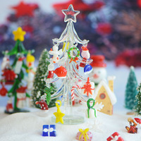 Décorations de Noël en verre avec Père Noël et bonhomme de neige, micro-paysage, scène de neige, accessoires pour bureau et voiture
