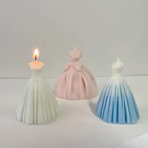 3D 웨딩 드레스 금형 DIY 향기로운 촛불 석고 케이크 장식 실리콘 금형