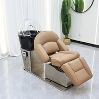 Équipement de lavage des cheveux Massage d'allaitement thaïlandais lit de shampooing rotatif chaise inclinable marron chaise de shampooing réglable électrique