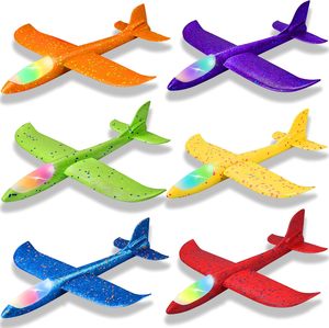 Avion à lancer manuel 48 cm avec lumière LED, jouet en mousse EPP, planeur pour enfants, jouet amusant pour l'extérieur - Product Image 1