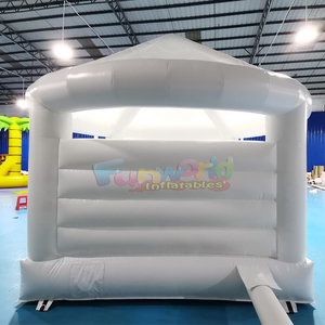 Outdoor party jumping bouncy castle white <b>inflatable</b> wedding bouncer house with curtain decoration - Product Image 4