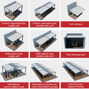 Pergola en aluminium pour zone côtière avec revêtement en poudre résistant à la <span class=keywords><strong>corrosion</strong></span>, cadre <span class=keywords><strong>test</strong></span>é contre la pulvérisation de sel et toit en tissu PVC durable - Product Image 4