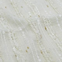 Tissu Tweed à Paillettes Bleu à Pompons Rayés, Fil Teint en Masse pour Sacs et Costumes Personnalisés