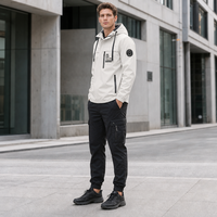 Blouson bomber tissé à capuche pour homme, coupe-vent, imperméable, demi-zip, tactique, streetwear, softshell d'automne