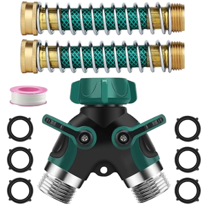 Divisor de manguera de jardín ECO FRIENDLY resistente de 2 vías Conector de vías en Y de 3/4 "con 2 válvulas Cuerpo de aleación de <span class=keywords><strong>zinc</strong></span> y agarre de goma - Product Image 5