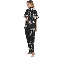 Ensemble de pyjama en coton modal pour femmes vêtements de nuit à manches courtes avec pantalon nuisette thermique pour les saisons d'automne et de printemps
