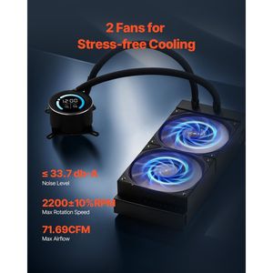 Refroidisseur liquide pour processeur AIO avec ventilateurs PWM de 120 mm, refroidisseur à eau pour des performances optimales sur les systèmes Intel et AMD - Product Image 4
