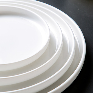<b>Ceramic</b> Steak <b>Plate</b> Porcelain Round Solid Color Flat Dishware For Dining Table Use - Product Image 3