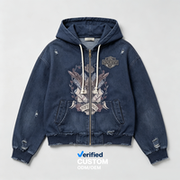 Sweat à capuche matelassé zippé personnalisé avec étiquette privée, broderie Aigle, style vintage streetwear, fournisseur de vêtements épais très demandé