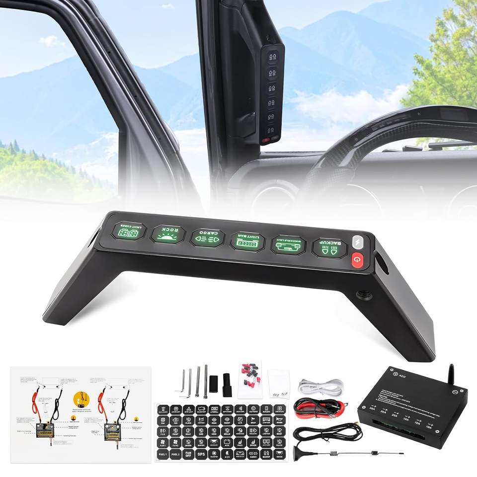 4X4 Offroad 12V Wireless Switch Panel Aux 6 Gang a Pillar Handle Switch ...