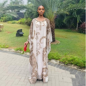 Nouvelle Robe Musulmane Style Modeste Africain, Robe 2 Pièces ODM Broderie Respirante pour Femmes des <span class=keywords><strong>Pays</strong></span> du Moyen-Orient et du Golfe – Dubaï, Arabie Saoudite - Product Image 3