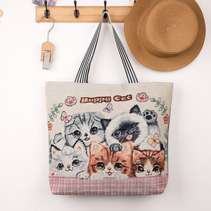Giá Rẻ Nhất Phim Hoạt Hình Dễ Thương Động Vật Linen Giản Dị Công Suất Lớn Vai Bãi Biển Túi Xách Hàng Ngày Phụ Nữ <span class=keywords><strong>Canvas</strong></span> Tote Mua Sắm Mẹ Túi - Product Image 2