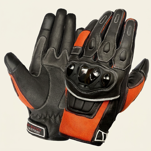 Gants de moto motocross pour hommes et femmes, légers, respirants, avec protection des phalanges, en cuir renforcé, pour l'été - Product Image 1