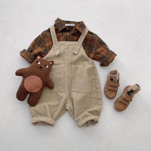 Salopette en coton tricoté respirante style vintage coréen pour bébés et jeunes enfants, personnalisable - Product Image 1