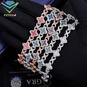 โรงงานจัดส่งกำไลข้อมือรูปโคลเวอร์หลากสี ประดับเพชร VVS มอยส์ซาไนต์ ชุบทอง เงินแท้ 925 ผ่านการทดสอบเพชร ได้รับการรับรองจาก GRA - Product Image 6
