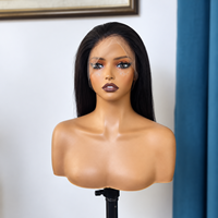 Perruque Courte Droite en Cheveux Humains, Perruque Pixie Bob, Noire Naturelle, Pré-Pluckée, Ligne de Cheveux Naturelle, Sans Colle