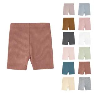 핫 리브드 오가닉 코튼 플레인 베이비 숏 레깅스 베이비 바이크 레깅스 - Product Image 1