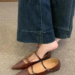 Zapatos de Tacón Fino con Doble Correa y Punta Puntiaguda, Tipo Mary Jane, Formales para Mujer, Verano y Otoño, con Hebilla de Cuero Genuino, que Aumentan la Estatura - Product Image 4