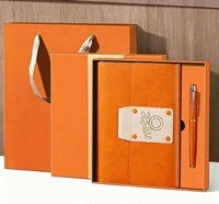 Coffret Cadeau Carnet et Stylo en PU Orange pour Cadeaux d'Affaires OEM, Papeterie de Bureau et Commandes Promotionnelles en Gros