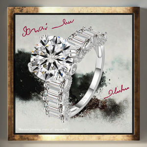 Bague de fiançailles de luxe en moissanite 3 rangées 2-3 carats, argent sterling 925 plaqué rhodium, sertissage à griffes, certifiée GRA, style vintage pour homme - Product Image 3