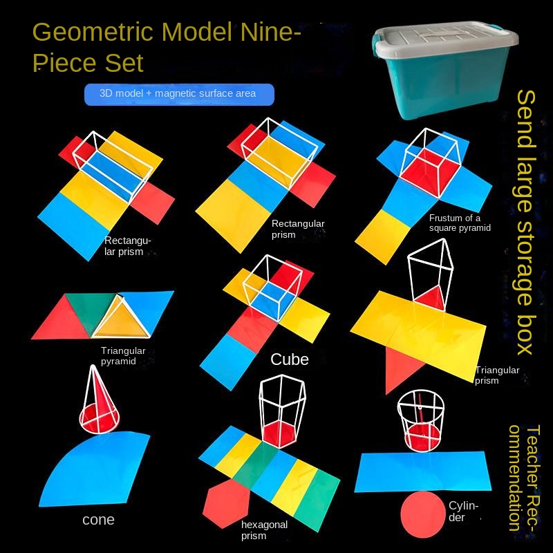 Juego de 9 modelos geométricos sólidos - caja