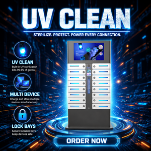 KAI Smart - Armario de Carga y Desinfección UVC de 16 Compartimentos con Pantalla Táctil Android de 27 Pulgadas, Gabinete de Almacenamiento <span class=keywords><strong>para</strong></span> Portátiles con PD65W - Product Image 1