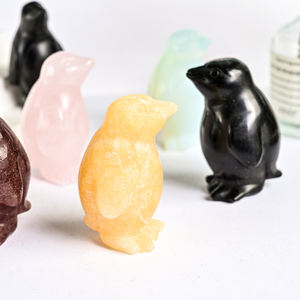 Sculpture de pingouin en cristal sculpté à la main, de haute qualité, pierre précieuse de guérison énergétique, figurine pour la décoration de la maison et du bureau, vente en gros - Product Image 3
