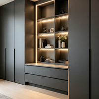 Système de dressing moderne sur mesure en bois, tendance 2026, prêt à assembler (RTA), avec éclairage LED, fabrication OEM/ODM, taille personnalisée
