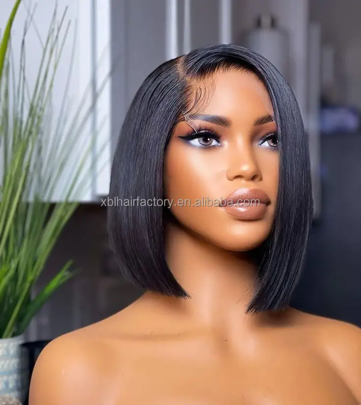 Raw Indian Virgin Short Bob Wig Human Hair lace front Custom HD Lace Frontal Wigs 360 Full Lace Human Hair Wig For Black Women