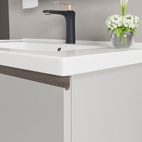 Table de maquillage éclairée WJL avec miroir - Coiffeuse murale moderne avec lavabo en céramique, entièrement en aluminium, 70 cm