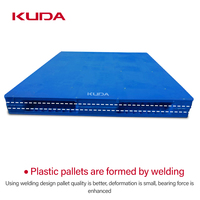 Palette en plastique KUDA 1313B-PBSM avec tube en acier intégré, palette industrielle double face empilable pour le stockage en entrepôt, 1300x1300x150mm