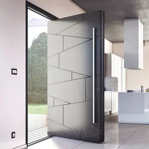 Italiano luxo design entrada porta exterior segurança frente pivô porta moderna entrada preto madeira alumínio pivô porta